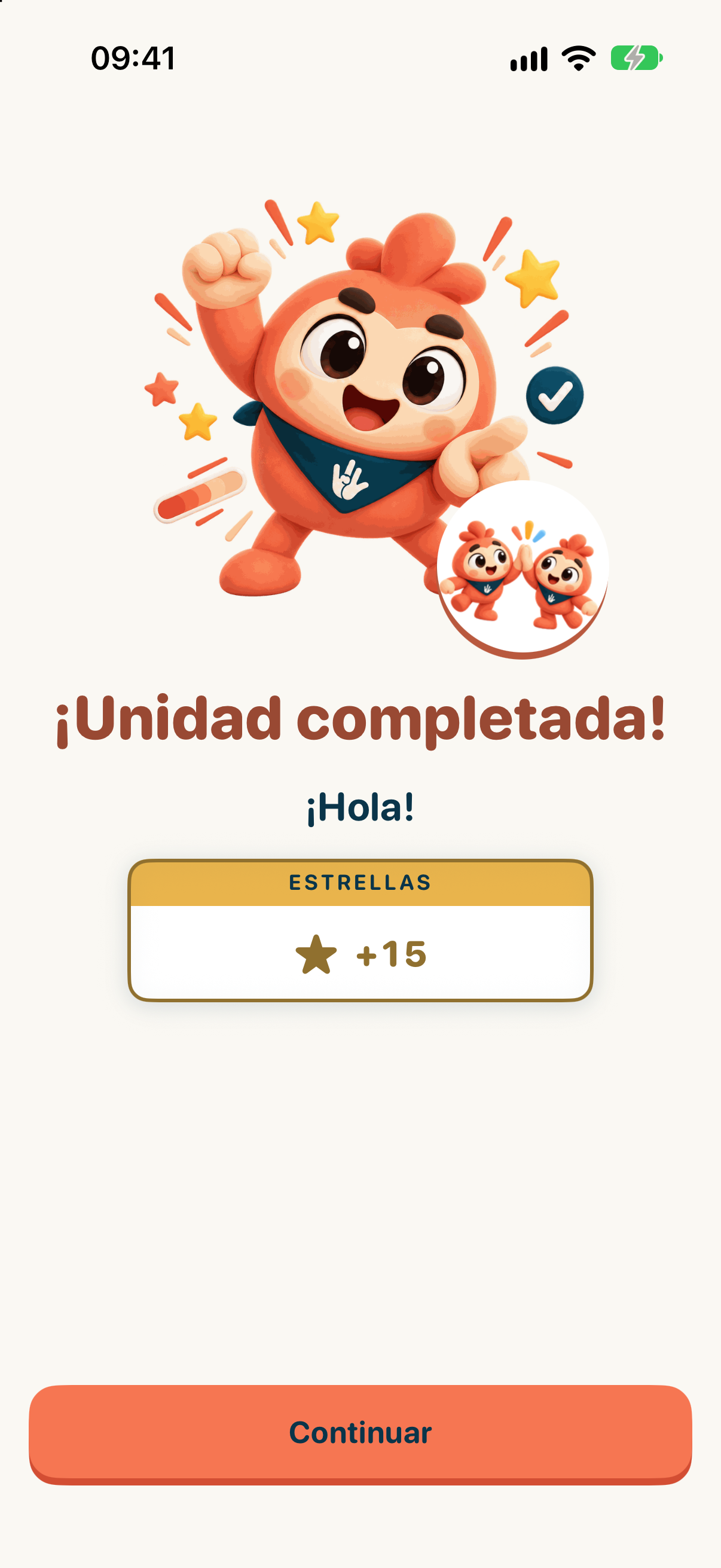 Celebración de Eskubi al completar una unidad